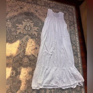 White Sleeveless Maxi Dress bohemian flowy lace detail